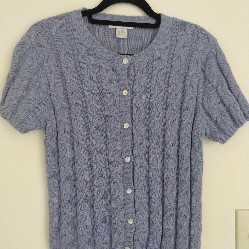 Cherokee Purple Cable Knit Crew Neck Short Slv